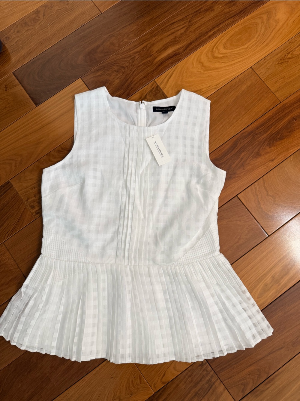 Banana Republic White Pleated Peplum Shirt